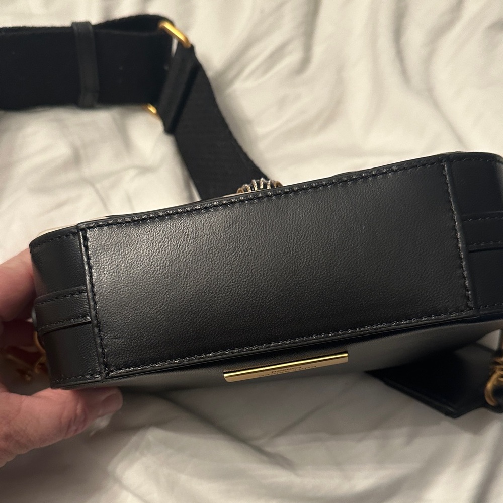 Kurt Geiger Black and Metallic Gold Diagonal Stripe Crossbody - Picture 6 of 8